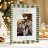 Rustic Green Plaid 1 Foto Vrolijk Kerstfeest Feestdagenkaart