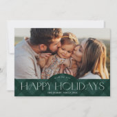 Rustic Green Plaid 2 Foto Gelukkig Feestdagenkaart (Voorkant)