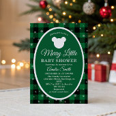 Rustic Green Plaid Christmas Baby Shower  Kaart