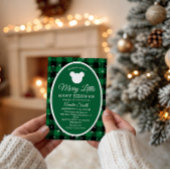 Rustic Green Plaid Christmas Baby Shower  Kaart
