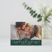 Rustic Green Plaid Foto Feestdagenkaart (Staand voorkant)