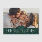 Rustic Green Plaid Foto Kerst Magnetische Kaart (Voorkant)