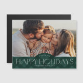 Rustic Green Plaid Fotovakantie Magnetische Kaart (Voorkant / Achterkant)