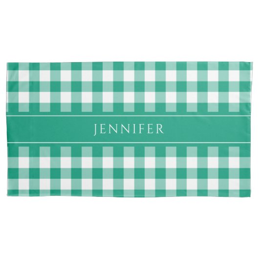 Rustic Green Plaid Gingham Kussensloop (Voorkant)