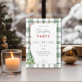 Rustic Green Plaid kerstfeest uitnodiging