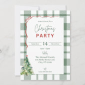 Rustic Green Plaid kerstfeest uitnodiging (Voorkant)