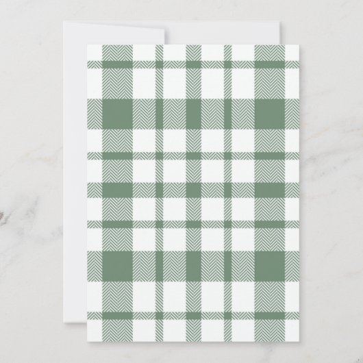 Rustic Green Plaid kerstfeest uitnodiging (Achterkant)
