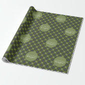 Rustic Green Plaid Tartan Familie Kerstmis Cadeaupapier (Uitgerold)
