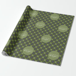 Rustic Green Plaid Tartan Familie Kerstmis Cadeaupapier