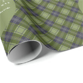 Rustic Green Plaid Tartan Familie Kerstmis Cadeaupapier (Rol Hoek)