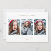 Rustic Green Pset Faux Gold 3-fotokerstmis Feestdagenkaart (Voorkant)