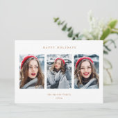 Rustic Green Pset Faux Gold 3-fotokerstmis Feestdagenkaart (Staand voorkant)