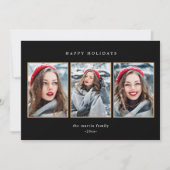 Rustic Green Pset Faux Gold 3-fotokerstmis Feestdagenkaart (Voorkant)