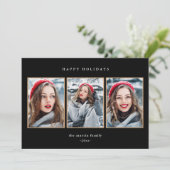 Rustic Green Pset Faux Gold 3-fotokerstmis Feestdagenkaart (Staand voorkant)