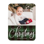 Rustic Green Pset Merry-kerstfoto Magneet (Verticaal)