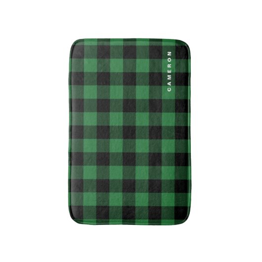 Rustic Green Pset Pattern Holiday Personalized Badmat (Voorkant Verticaal)