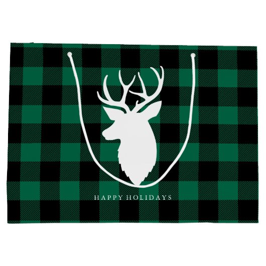 Rustic Green Pset Pattern Kerstmis Groot Cadeauzakje (Achterkant)