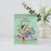Rustic Green Rabbit Foliage Autumn Thanksgiving Feestdagenkaart (Staand voorkant)