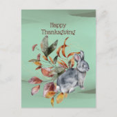 Rustic Green Rabbit Foliage Autumn Thanksgiving Feestdagenkaart (Voorkant)