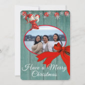 Rustic Green  Red Elf Foto Merry Kerstmis Feestdagenkaart (Voorkant)