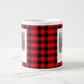 Rustic Green Red Plaid Monogram 2 Photo Christmas Grote Koffiekop (Voorkant)