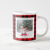 Rustic Green Red Plaid Monogram 2 Photo Christmas Grote Koffiekop (Rechts)