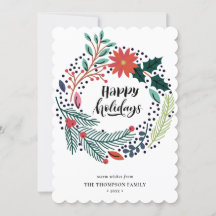 Rustic Green Red Poinsettia Floral met Simple