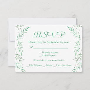 Rustic Green RSVP Waterverf Bladeren Varens Blad Kaartje