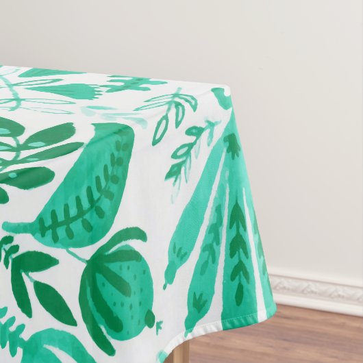Rustic Green Spring Garden Floral Waterverf Tafelkleed (Voorbeeld)