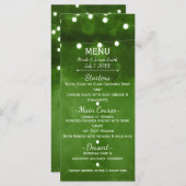 Rustic Green String Lights Elegant Wedding Menu (Voorkant / Achterkant)