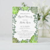 Rustic Green Succulents Bridal Shower Invitations Kaart (Staand voorkant)