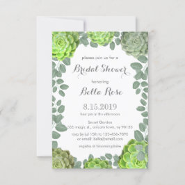 Rustic Green Succulents Bridal Shower Invitations Kaart