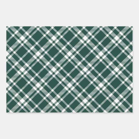 Rustic Green Tartan Pset Merry Kerstmis Pattern Inpakpapier Vel (Voorkant)