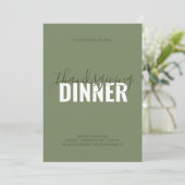 Rustic Green Thanksgiving Dinner Party Invitation Kaart (Staand voorkant)