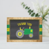 Rustic Green Tractor Baby shower Dank u Bedankkaart (Staand voorkant)