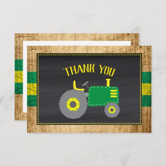 Rustic Green Tractor Baby shower Dank u Bedankkaart (Voorkant / Achterkant)
