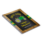 Rustic Green Tractor Baby Shower Guest Book Notitieboek (Rechterzijde)