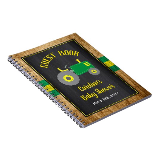 Rustic Green Tractor Baby Shower Guest Book Notitieboek (Rechterzijde)