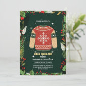 Rustic Green Ugly Christmas Sweater Party Kaart (Staand voorkant)