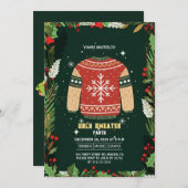 Rustic Green Ugly Christmas Sweater Party Kaart (Voorkant / Achterkant)