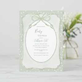 Rustic Green Vintage Baby Shower Kaart