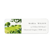 Rustic Green Waterverf Countryside Hills Adres Etiket (Voorkant)