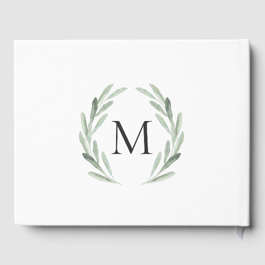 Rustic Green Waterverf met eenvoudige bruiloft Gastenboek (Achterkant)