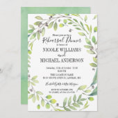 RUSTIC Green waterverf WREATH Rehearings Dinner Kaart (Voorkant / Achterkant)