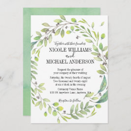 RUSTIC Green waterverf WREATS Foliage WEDDING Kaart
