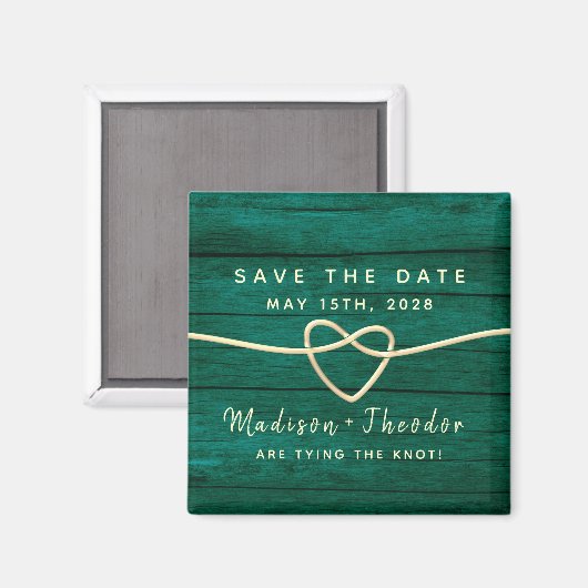 Rustic Green Wedding Save the Date Invitation Magneet (Voorkant / Achterkant)