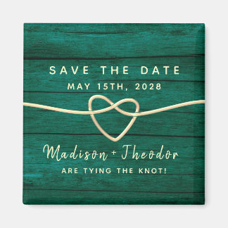 Rustic Green Wedding Save the Date Invitation Magneet