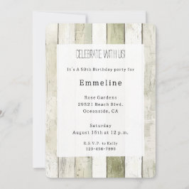 Rustic Green White Faux Wood Birthday Kaart