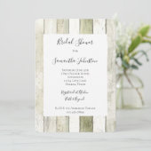 Rustic Green White Faux Wood Bridal Shower Kaart (Staand voorkant)