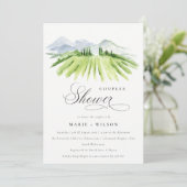 Rustic Green Winery Vineyard Couples Shower Invite Bedankkaart (Staand voorkant)